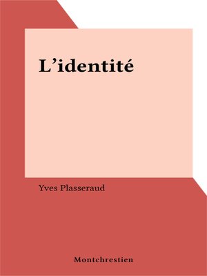 cover image of L'identité